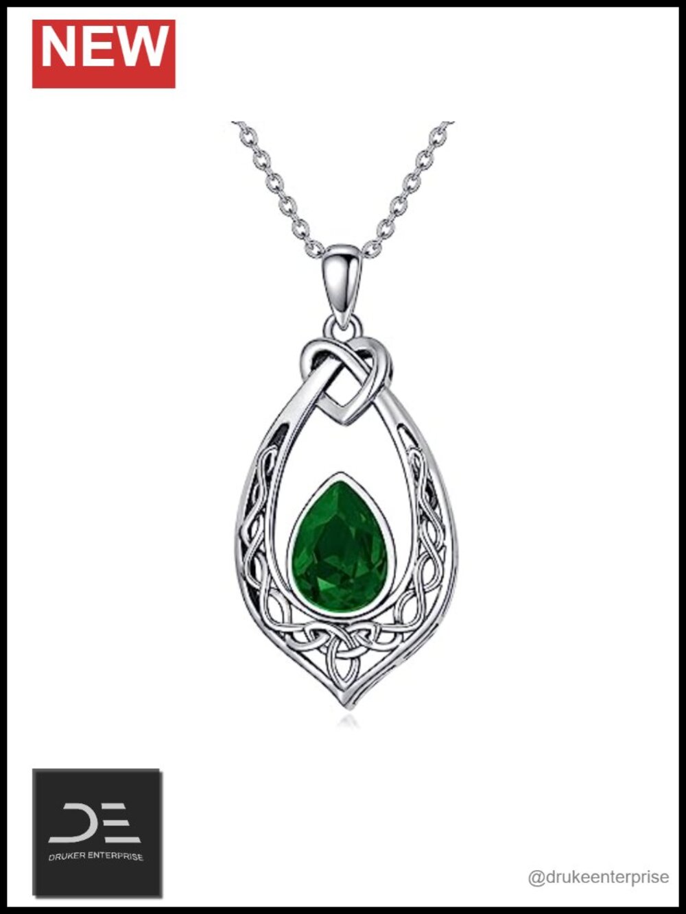 925 Sterling Silver Celtic Knot Necklace Oxidized Vintage Love Knot Pendant